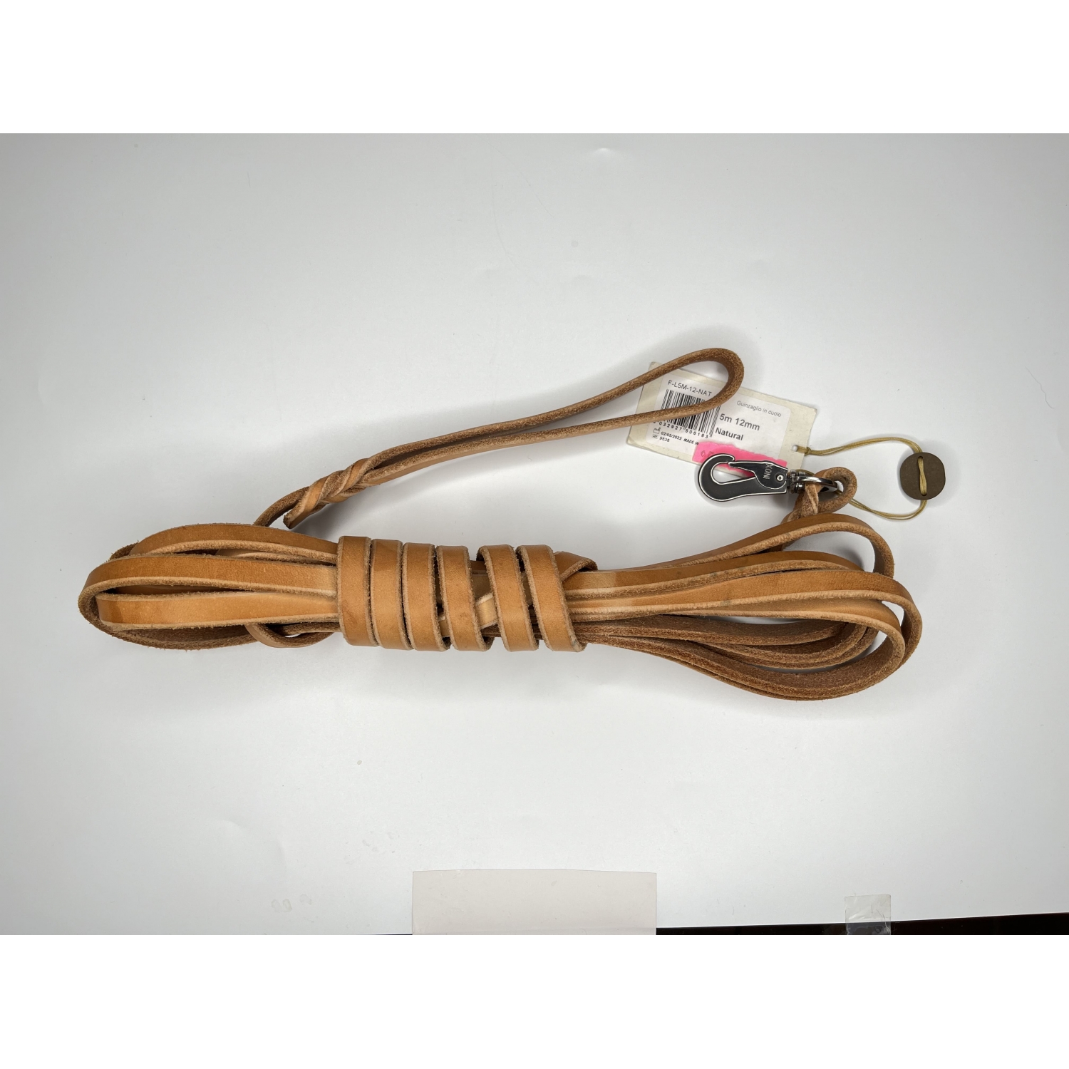 Leather Leash Natural - 5m 12mm - lightly stained leather